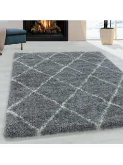 Woonkamer tapijt ontwerp hoogpolig tapijt patroon diamant pool zachte kleur grijs