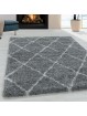 Wohnzimmerteppich Design Hochflor Teppich Muster Raute Flor Weich Farbe Grau