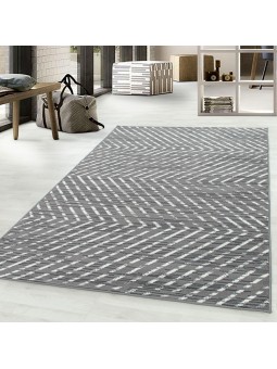 Laagpolig tapijt, woonkamertapijt, modern structuurpatroon, pool, zacht grijs