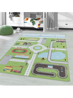 Short-pile carpet play carpet children's room carpet motif street traffic green