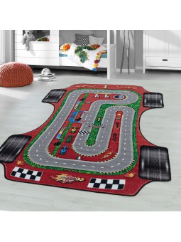 Short-pile children's carpet, play carpet, children's room carpet, race track, car, red