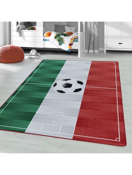 Short-pile carpet, children's carpet, children's room, play carpet, football, Italy, white
