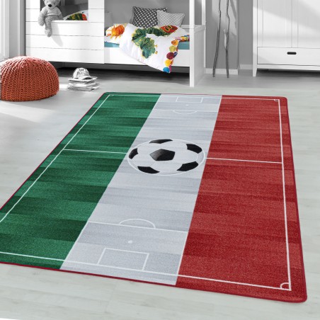 Short-pile carpet, children's carpet, children's room, play carpet, football, Italy, white