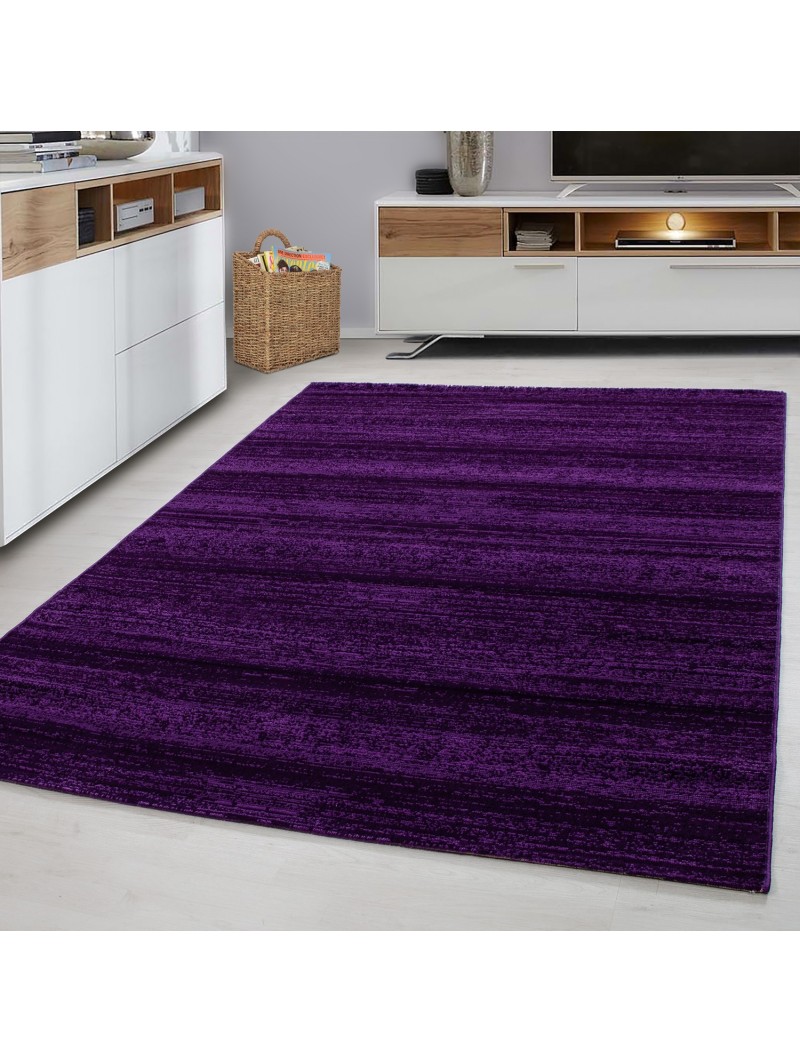 Tapis moderne à poil ras tapis de salon uni violet chiné