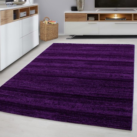 Teppich Modern Kurzflor Wohnzimmer Teppiche Einfarbig Uni Lila Meliert
