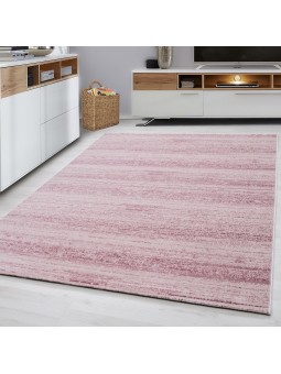 Teppich Modern Kurzflor Wohnzimmer Teppiche Einfarbig Uni Pink Meliert