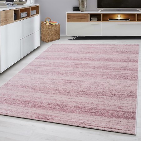 Tapis moderne à poil ras tapis de salon uni rose chiné