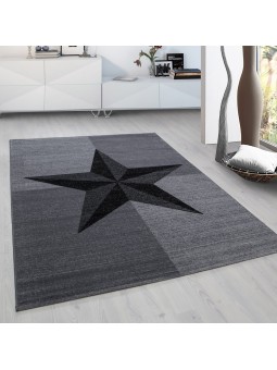 Designer carpet modern star pattern mottled black gray
