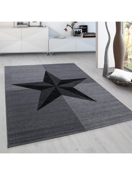 Designer carpet modern star pattern mottled black gray