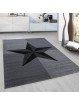 Design tapijt modern sterpatroon gemêleerd zwart grijs