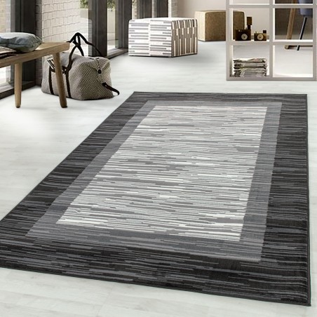 Laagpolig tapijt woonkamertapijt modern patroon met randpool zacht grijs