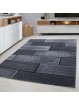 Modern living room brick designer rug low pile black grey