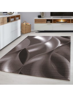 Carpet modern living room abstract shadow waves optic short pile brown beige
