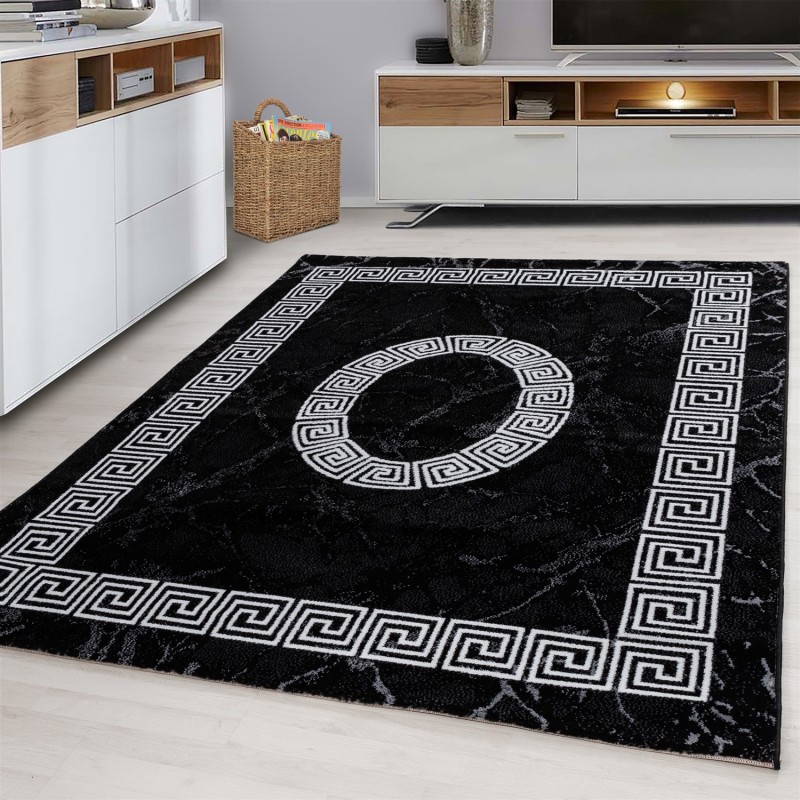 Carpet modern designer border ornament marble look black and white