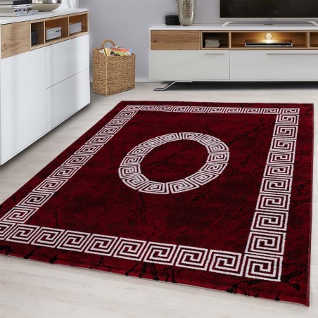Carpet modern designer border ornament marble look black red white