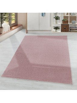 Living room rug, short pile, design rug, plain colors, soft pile, plain pink