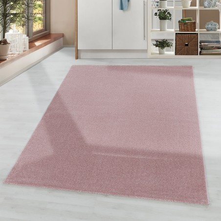 Living room rug, short pile, design rug, plain colors, soft pile, plain pink