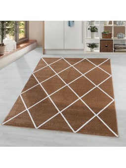 Laagpolig tapijt woonkamer tapijt design diamant moderne lijnen effen kleuren terra