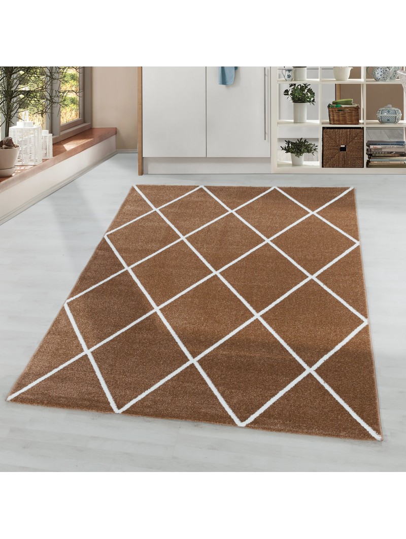 Short-pile carpet living room carpet design diamond modern lines plain colors terra