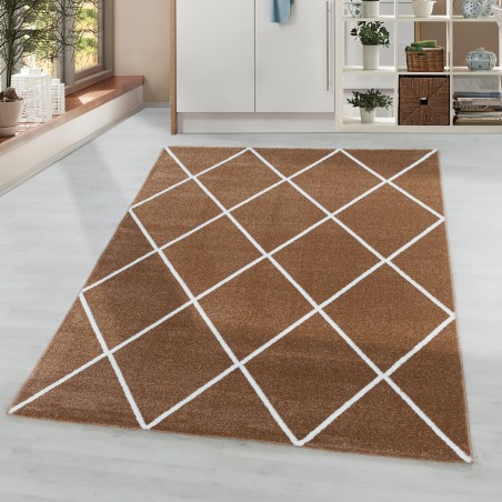 Laagpolig tapijt woonkamer tapijt design diamant moderne lijnen effen kleuren terra