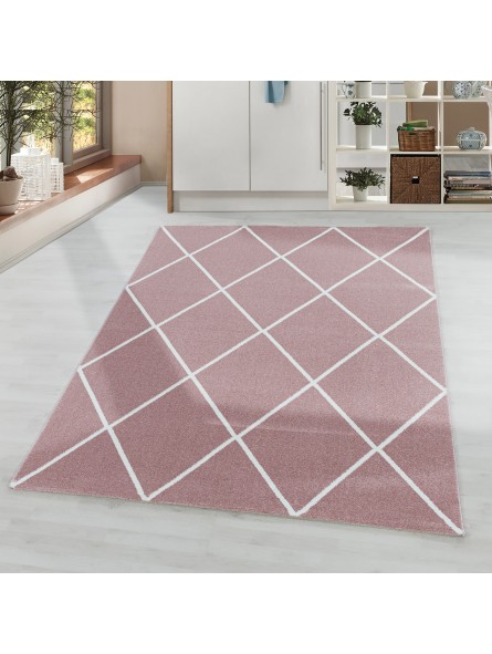 Short pile carpet living room carpet design diamond modern lines plain pink
