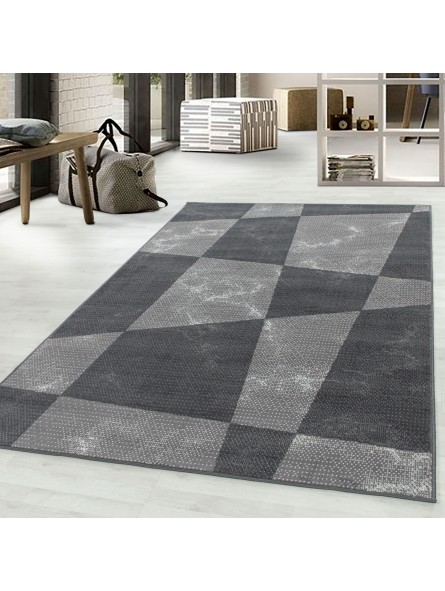Short pile carpet, living room carpet, modern shapes, pattern, pile, soft grey