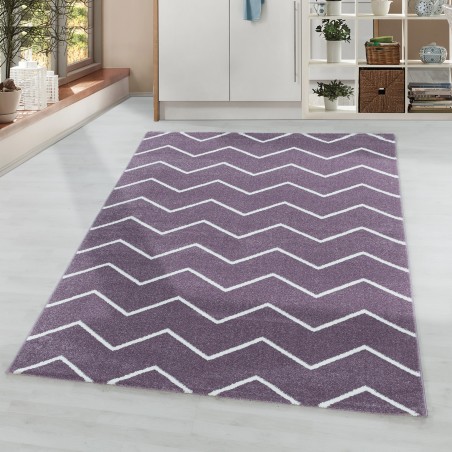 Short pile carpet, living room carpet, waves, lines, design, children's carpet, purple