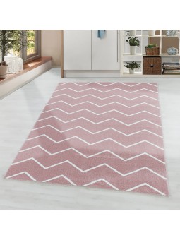 Laagpolig tapijt, woonkamertapijt, golven, lijnen, design, kindertapijt, roze