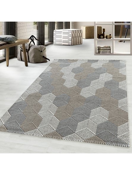 Laagpolig tapijt woonkamertapijt Grace honingraat design beige