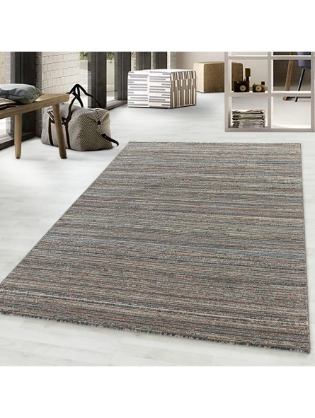 Short pile rug living room rug grace lines design brown