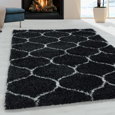 Woonkamer tapijt design hoogpolig tapijt patroon tegel Jacquard Antraciet