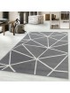 Tapis à poils courts tapis de salon moderne motif triangle pile doux gris