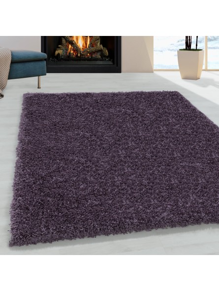 Tapis de salon à poils longs tapis shaggy chambre pile super doux violet