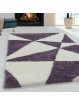 Soggiorno tappeto design tappeto a pelo alto modello triangoli astratti viola
