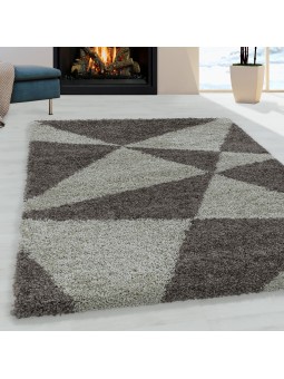 Soggiorno tappeto design tappeto a pelo alto modello triangoli astratti tortora