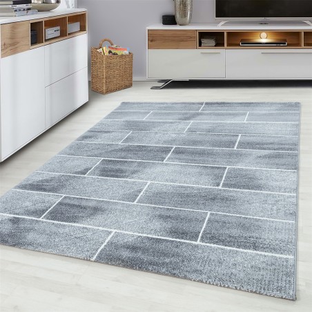Designer carpet modern short pile stone wall look stone wall gray white