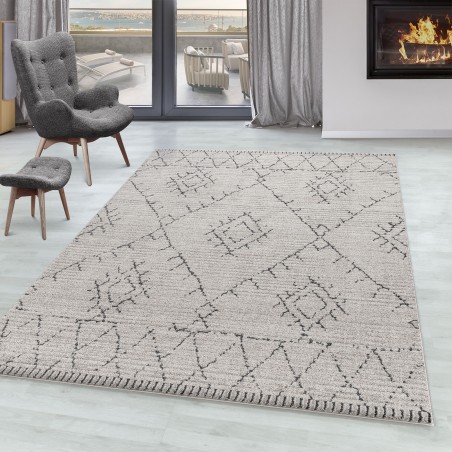 Woonkamertapijt CASA laagpolig tapijt Berberstijl patroon beige