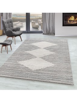 Wohnzimmer Teppich CASA Kurzflor Teppich Berber Stil Muster Streifen