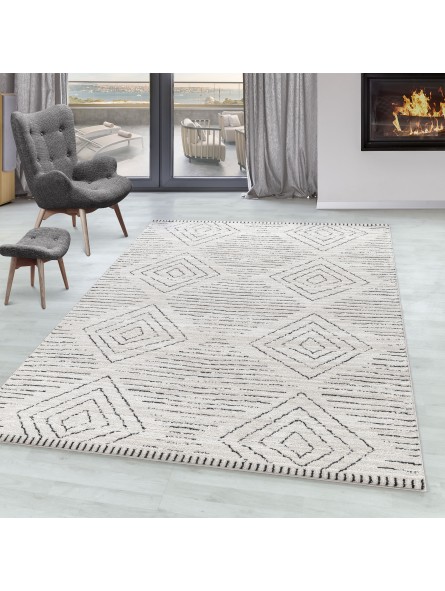 Woonkamertapijt CASA laagpolig tapijt Berberstijl look