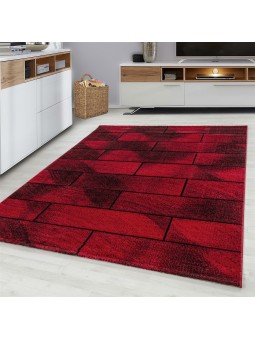 Designer carpet modern short pile stone wall look stone wall black red