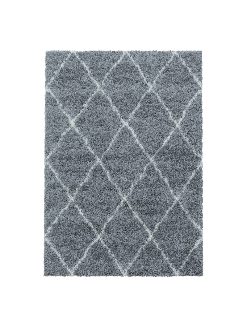 Gebetsteppich Design Hochflor Teppich Muster Raute Flor Weich Farbe Grau
