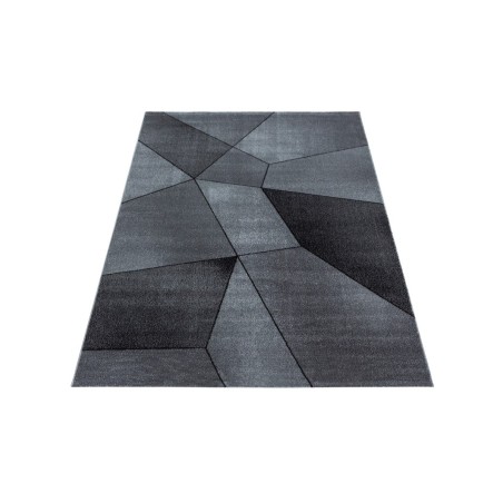 Prayer Rug Short Pile Geometric Design Black Grey