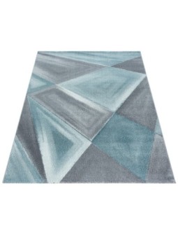 Prayer Rug Geometric Pattern Short Pile Gray Blue White Mottled