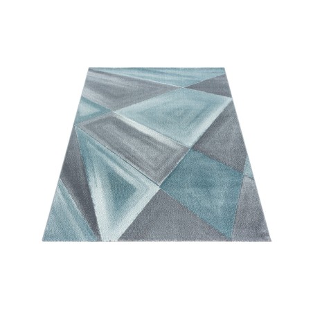 Gebetsteppich Geometrische Muster Kurzflor Grau Blau Weiß Meliert