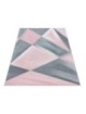 Gebetsteppich Geometrische Muster Kurzflor Grau Pink Weiß Meliert