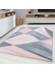Modern designer geometrisch patroon laagpolig grijs roze wit gevlekt vloerkleed
