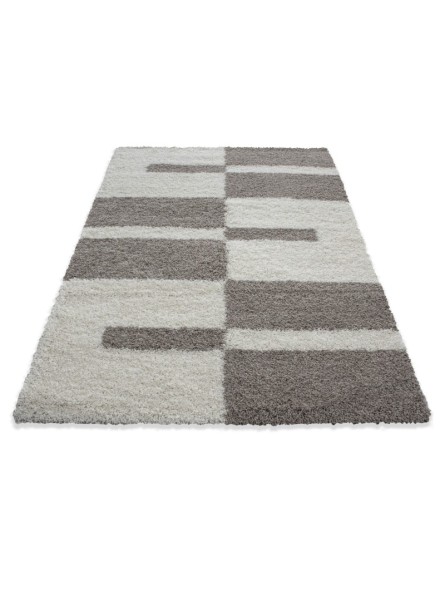 Prayer rug, high pile, checked pattern, 30 mm pile height, beige - cream