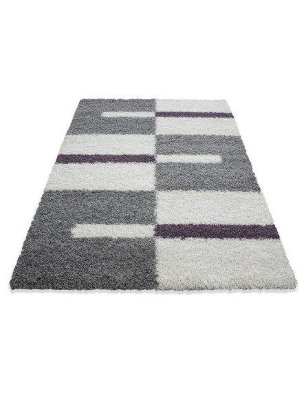 Tappeto da preghiera, tappeto a pelo lungo, altezza pelo 3 cm, grigio-bianco-viola