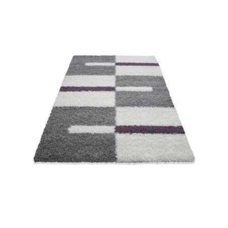 Tapis de prière, tapis à poils longs, hauteur des poils 3cm, gris-blanc-violet