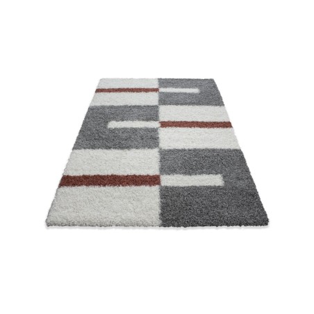 Prayer rug, high-pile rug, pile height 3cm, grey-white-terracotta